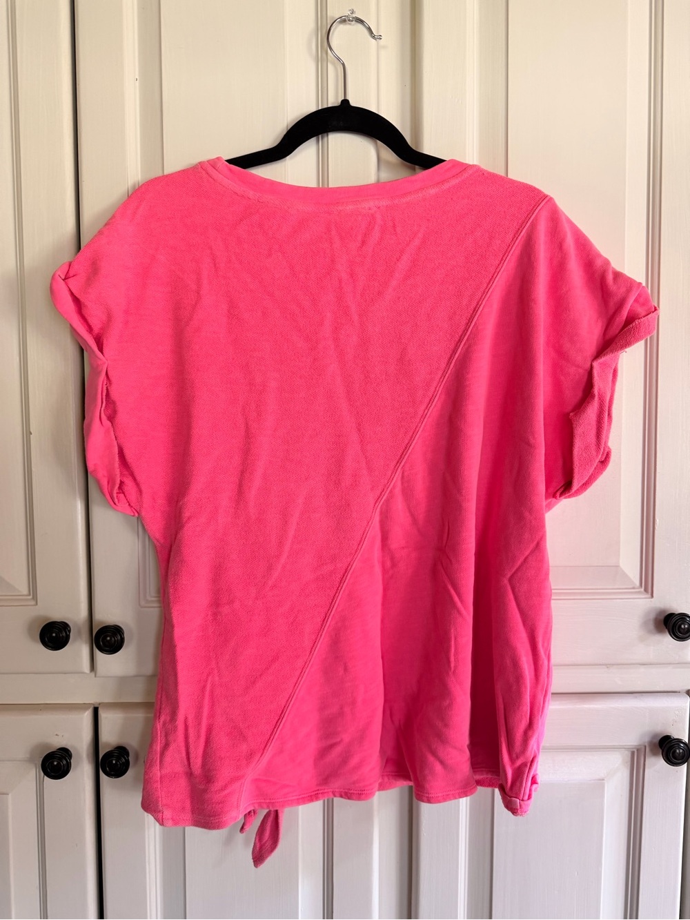Pilcro Bubblegum Pink Short Sleeve Knot Front Top - Picture 5 of 5